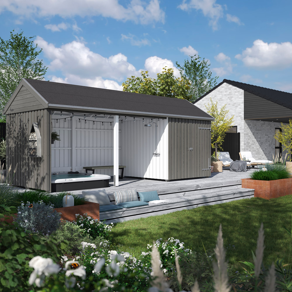 Classic Multi hageskur 14,5 m² dør & åpen front