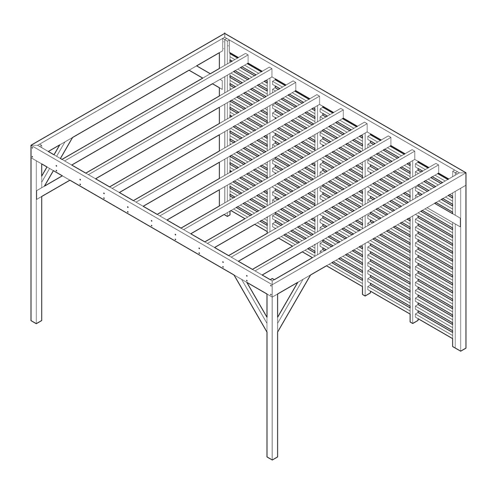 Ribbe-/spilevegg til Pergola Tre