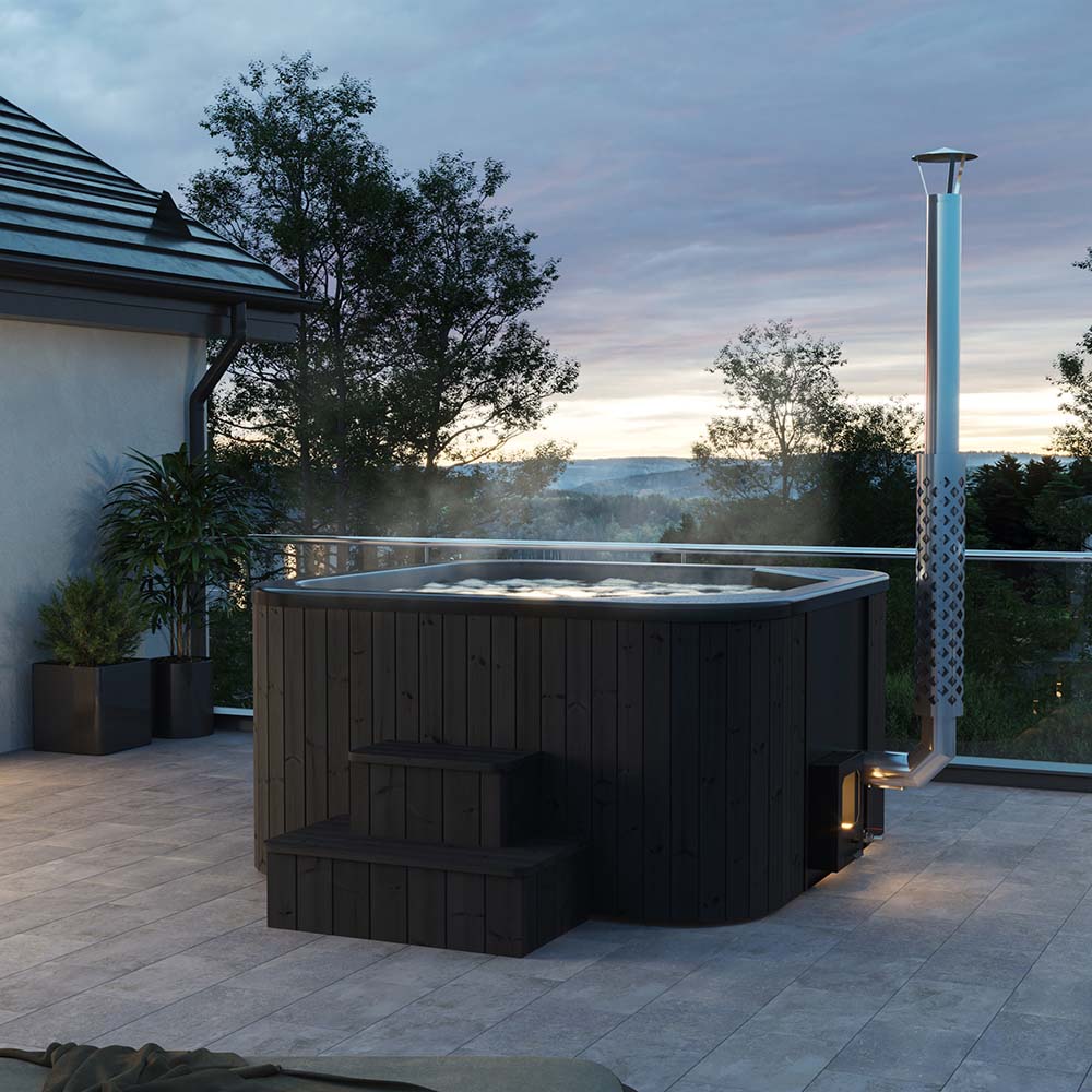 BLACK EDITION ICON TUB 200 vedeldad badtunna för max 6 pers
