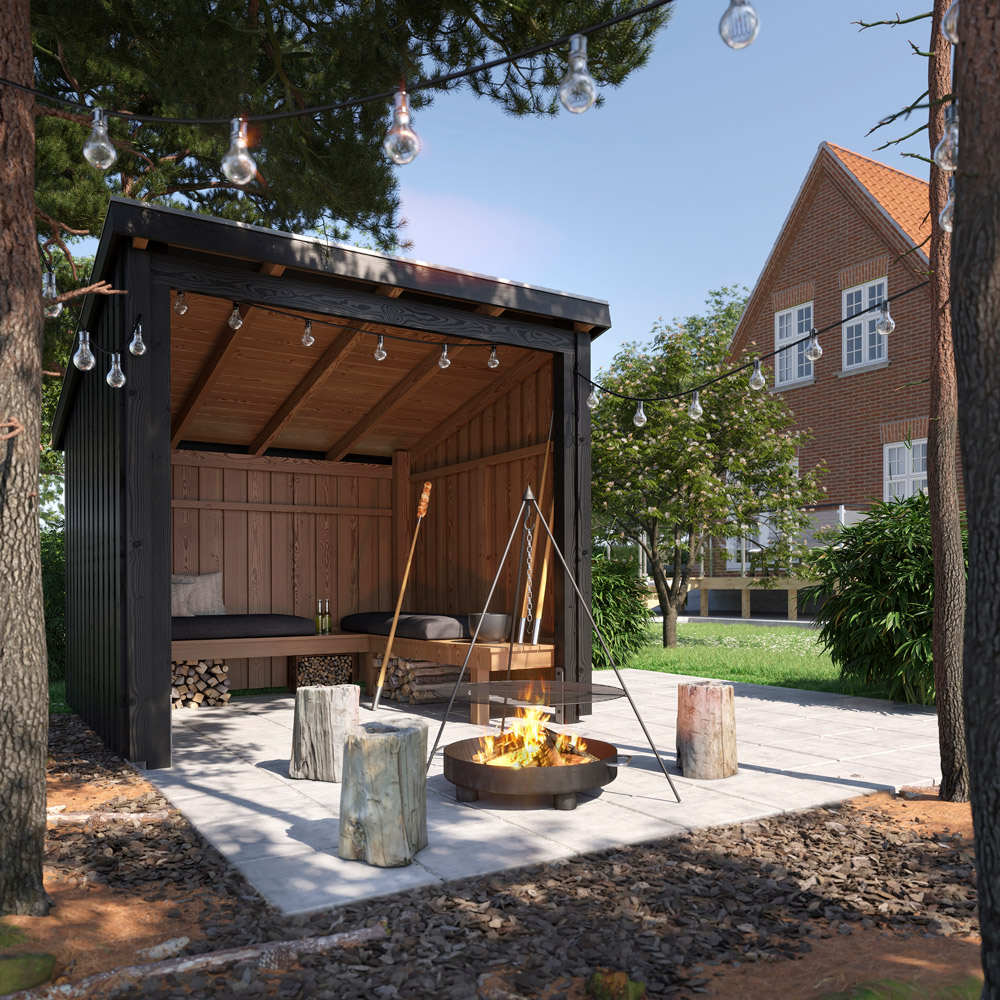 Nordic eldstuga 5 - 9,5 m² Trädgårdsskjul