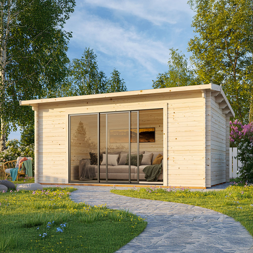 Palmako Stuga Ines Slide 14,4 M² , Obehandlad , Enkelt Glas