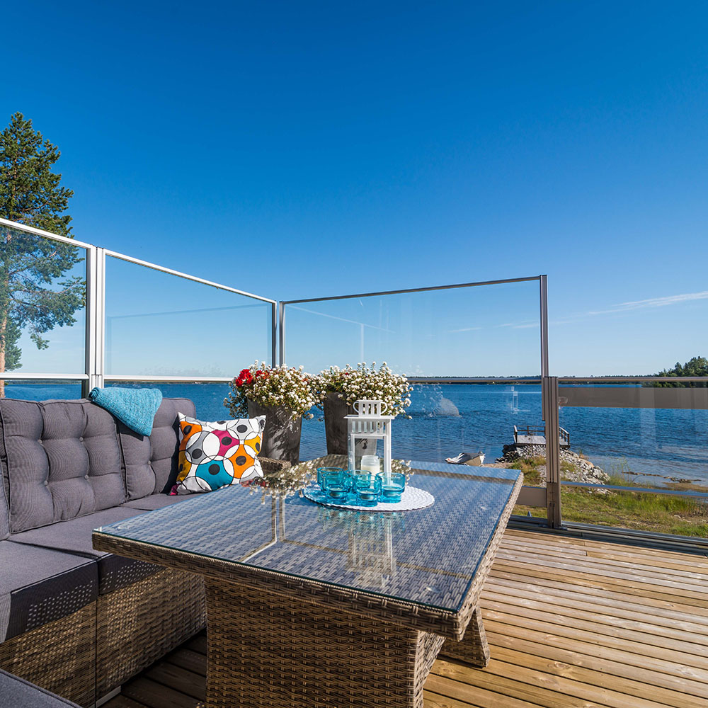 Justerbar I Høyden Stiltje - Glassrekkverk Naturanodisert, 1200 Mm