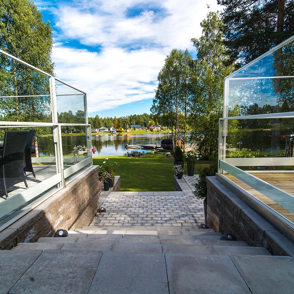 Justerbar I Høyden Stiltje - Glassrekkverk Hvit, 1200 Mm