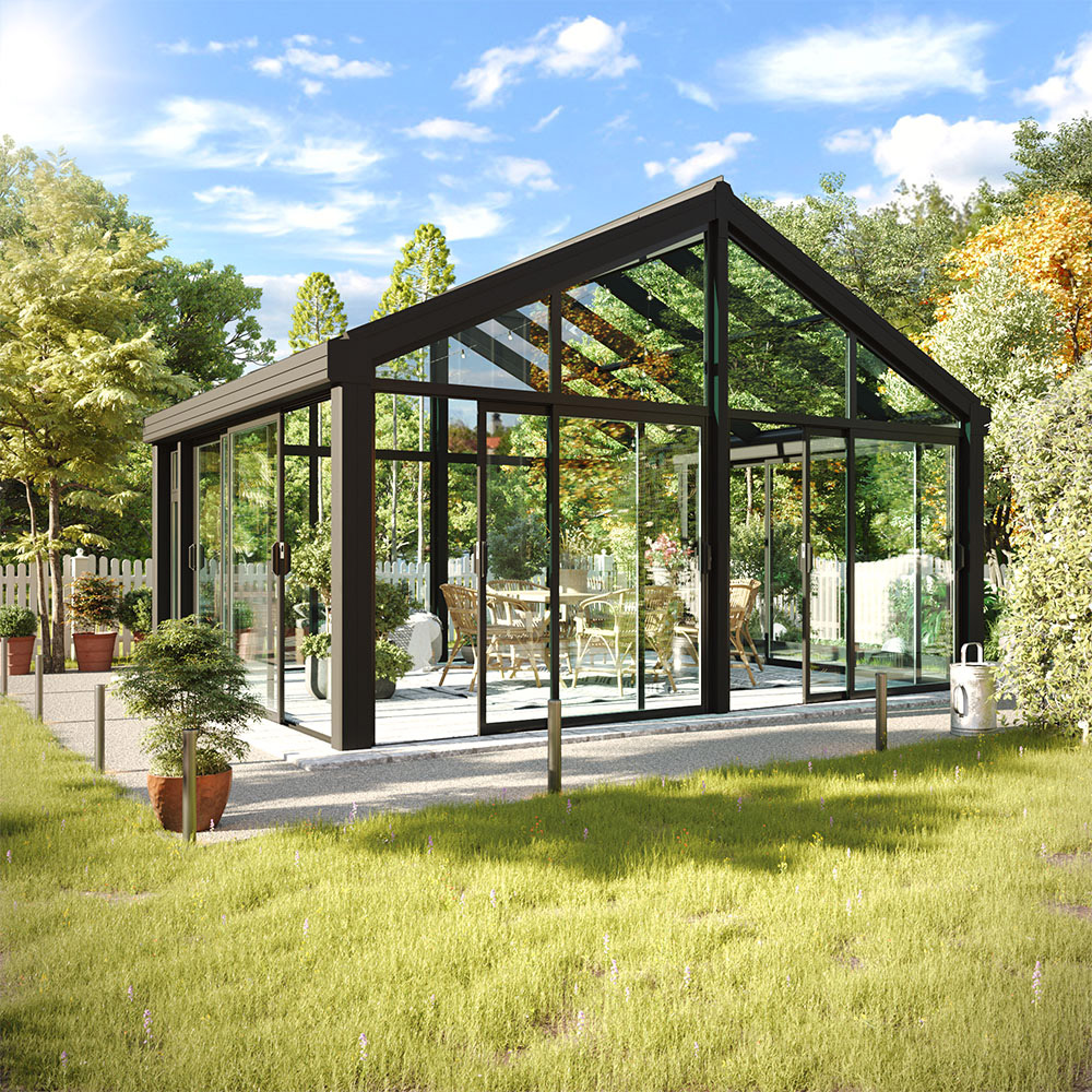 21,1 M² - Fristående Sadeltak Trivas Alu Vår-höst Svart, 5840, 3610