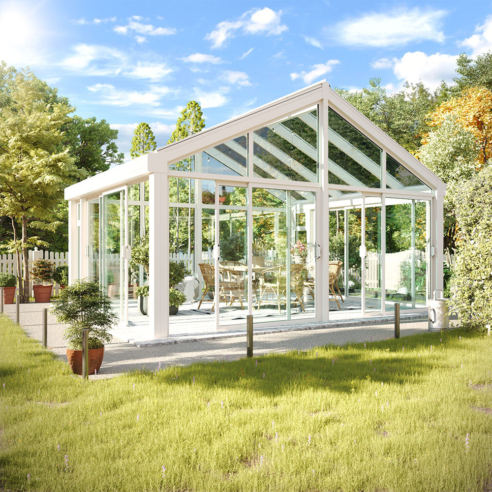 19,1 M² - Fristående Sadeltak Trivas Alu Vår-höst Vit, 4540, 4210