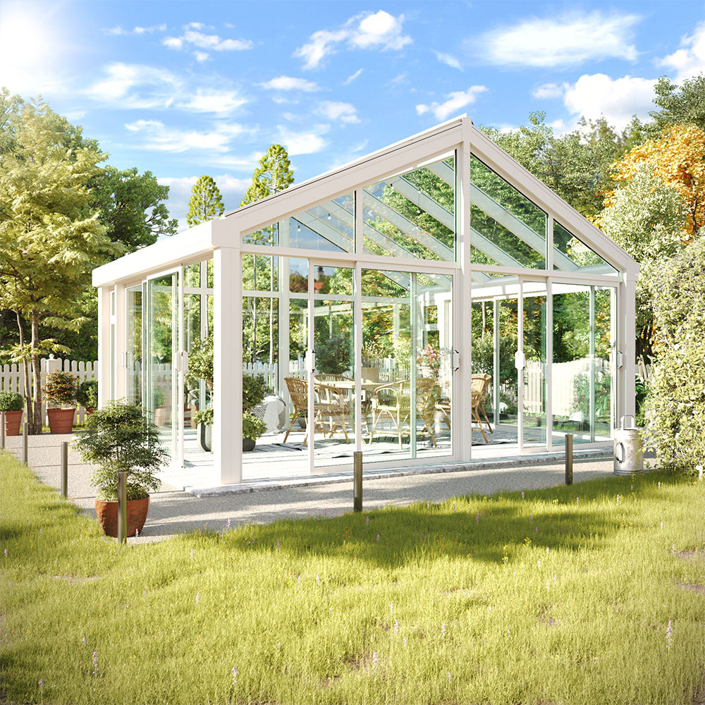 16,8 M² - Fristående Sadeltak Trivas Alu Vår-höst Vit, 4640, 3610