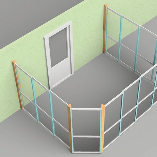 Brutet hörn Grundsats med stolpe 90x90