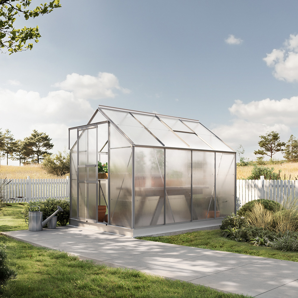 Växthus Bruka Aluminium Kanalplast, inkl. sockel 4,9 M²