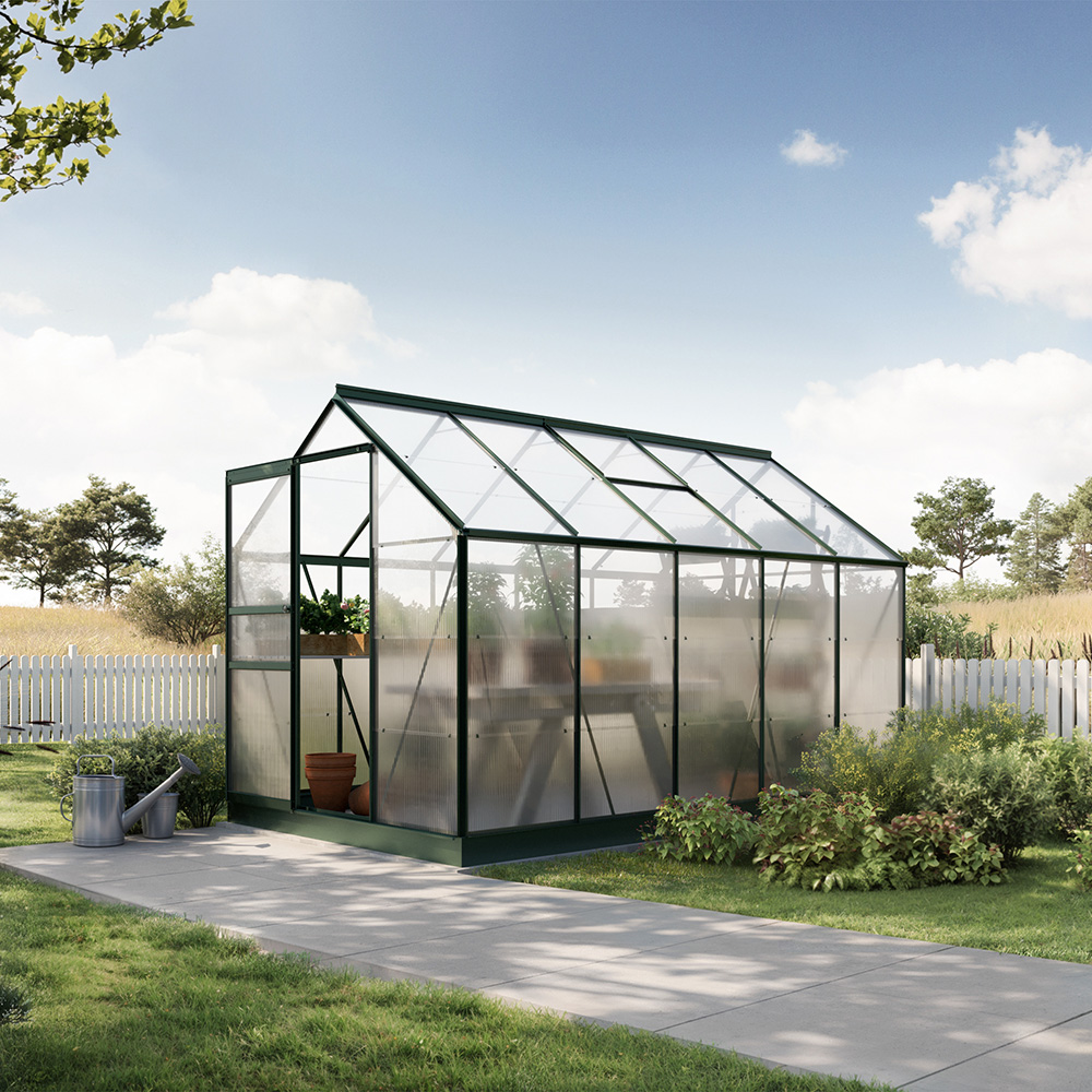 Växthus Bruka Grön Kanalplast, inkl. sockel 6,1 M²