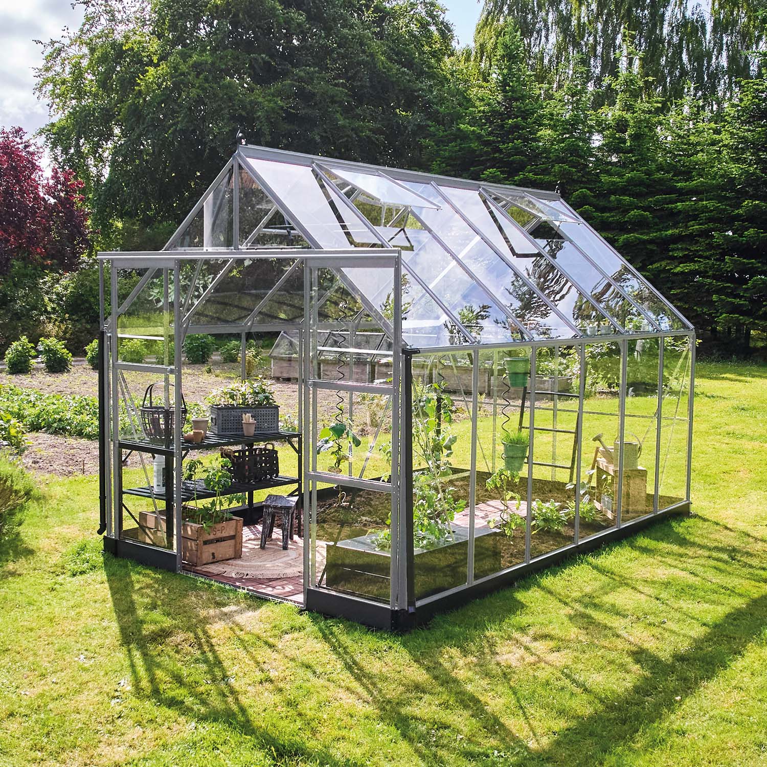 Växthus 8,1 - 11,2 M² Icon Aluminium Säkerhetsglas, 9,7 M²