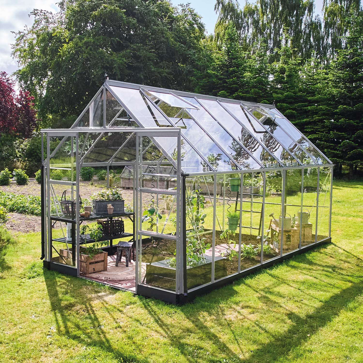 Växthus 8,1 - 11,2 M² Icon Aluminium Säkerhetsglas, 11,2 M²