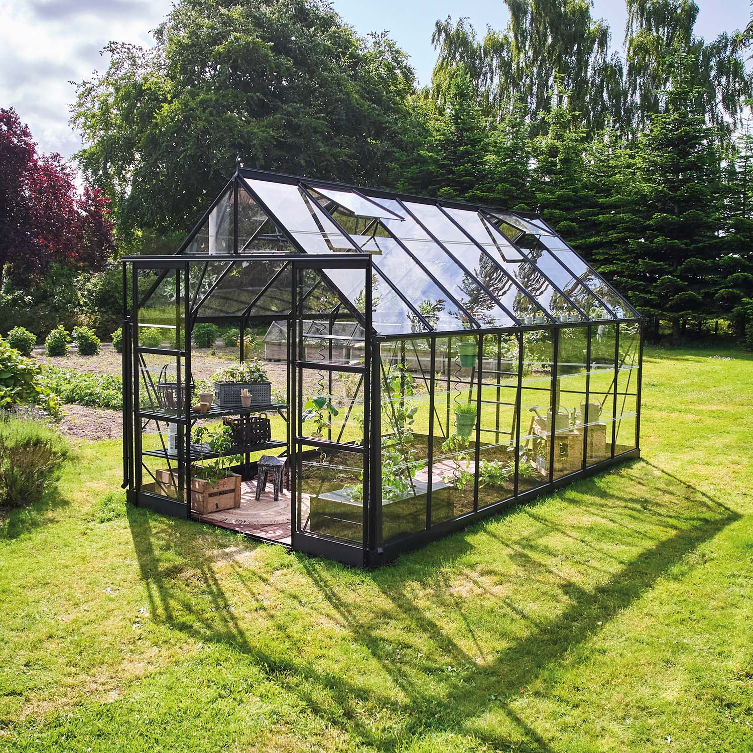 Växthus 8,1 - 11,2 M² Icon Svart Glas, 11,2 M²