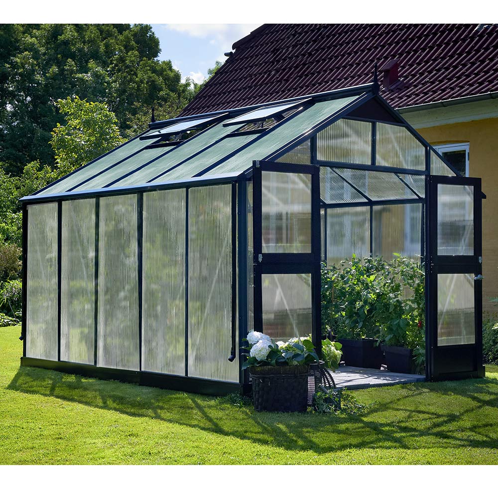 Växthus Juliana Premium Antracitgrå, Kanalplast, 10,9 M²