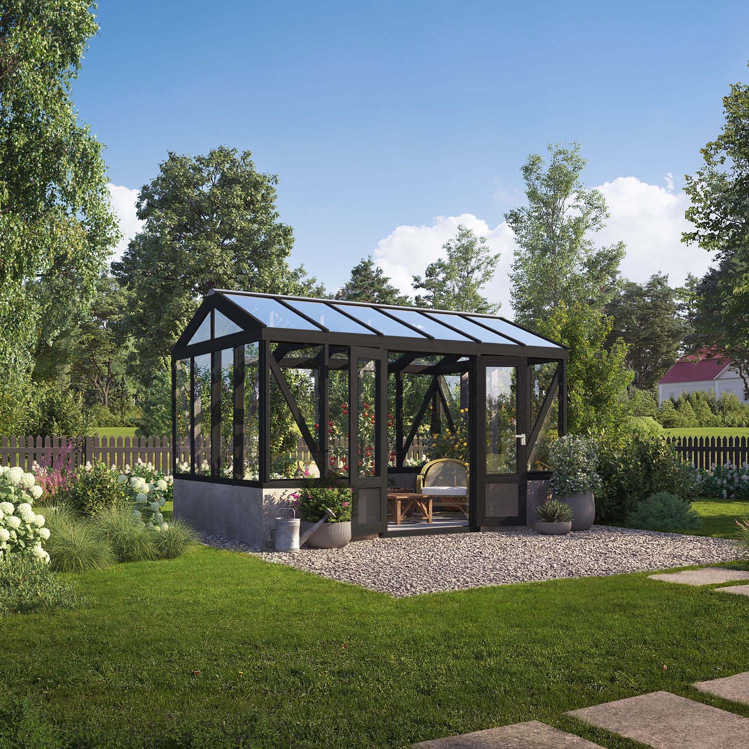 Träväxthus Linnea Mur - Svart Svart, 11,1 M²