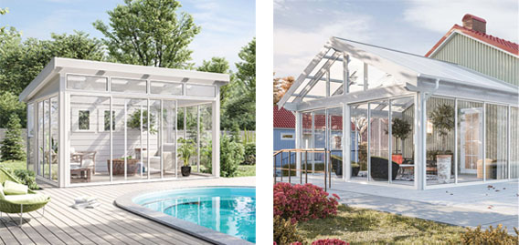 bild på fristående och anslutet uterum